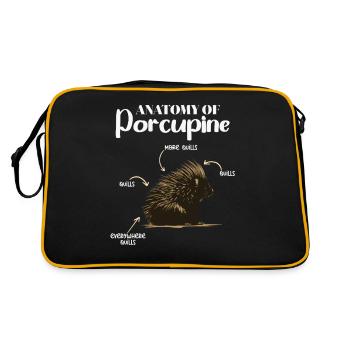 Anatomie Des Stachelschweins Naturliebhaber Stich - Retro Tasche - Schwarz/Gold - Hinten