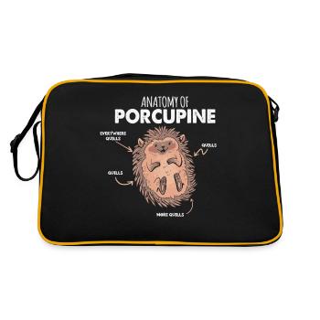 Anatomie Des Stachelschweins Naturliebhaber Stich - Retro Tasche - Schwarz/Gold - Hinten