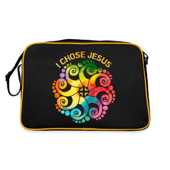Jesus Christ Saying Rainbow Mandala LGBTQ - Retro Bag - black/gold - Back