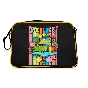 Drôle de dicton crocodile, crocologue arc-en-ciel - Sac Retro - noir/or - Dos