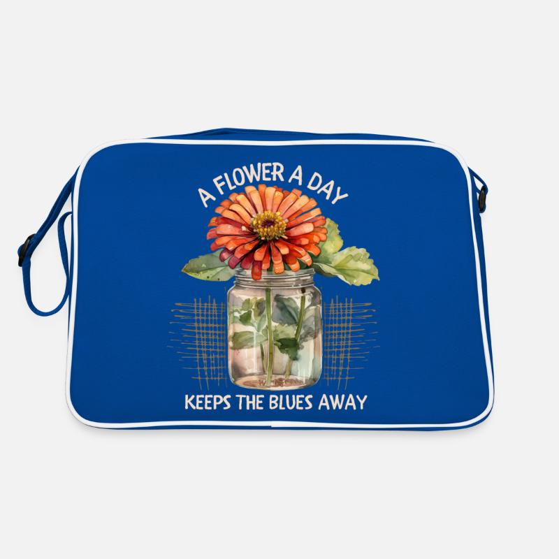 Dicton de fleur avec Zinnia, Illustration de fleur Sac Retro