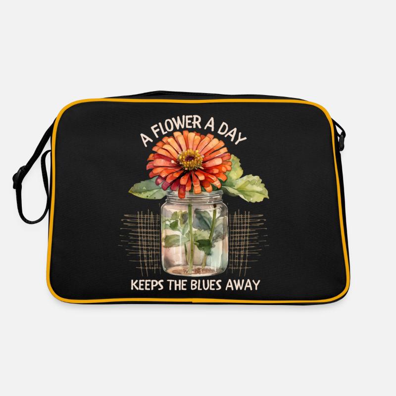 Dicton de fleur avec Zinnia, Illustration de fleur Sac Retro