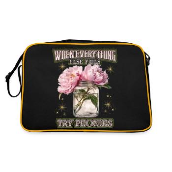 Dicton de fleur avec des pivoines Illustration - Sac Retro - noir/or - Dos