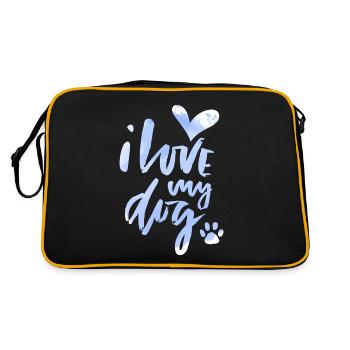 Chien, je-aime-mon-chien, chien-maman, chien-papa disant - Sac Retro - noir/or - Dos