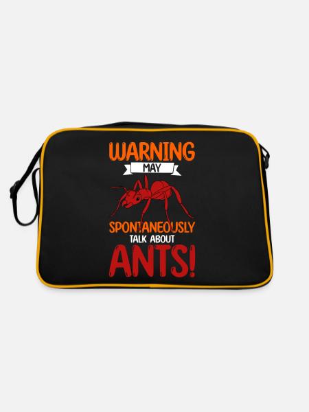 Antkeeping Ameisenzucht Ameisen - Retro Tasche - Schwarz/Gold - Hinten
