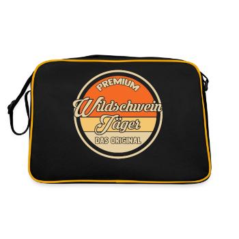 Wildschweinjäger Wildschweinjagd Keilerjagd Jäger - Retro Tasche - Schwarz/Gold - Hinten