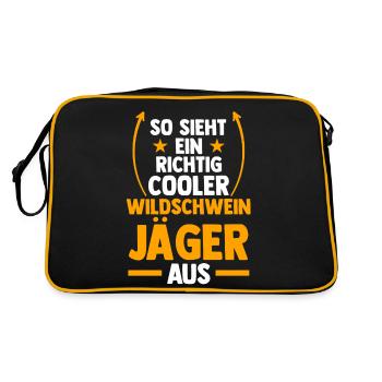 Wildschweinjäger Wildschweinjagd Keilerjagd Jäger - Retro Tasche - Schwarz/Gold - Hinten