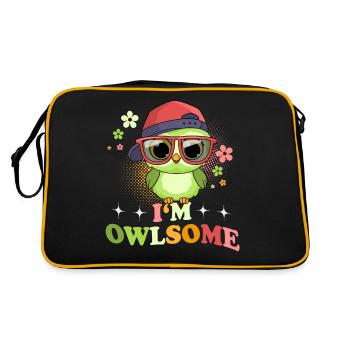 Eule Eulen I`m Owlsome - Retro Tasche - Schwarz/Gold - Hinten