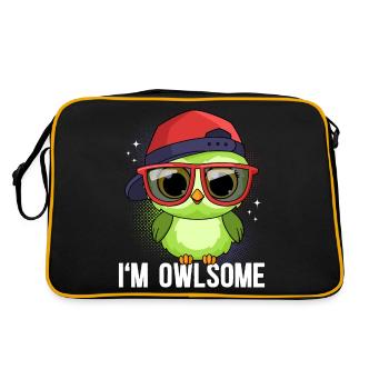 Eule Eulen I`m Owlsome - Retro Tasche - Schwarz/Gold - Hinten