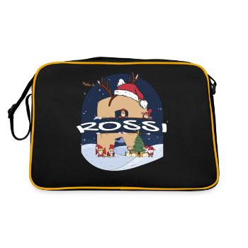 Impressionnant nom de Rossi w chapeau de père Noël dans le thème de Noël - Sac Retro - noir/or - Dos