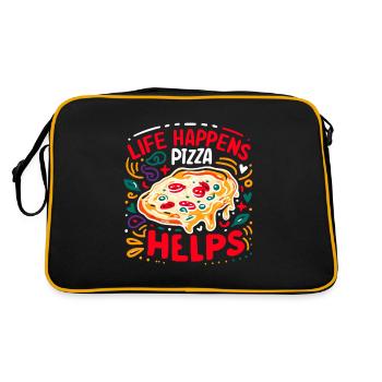 Life Happens Pizza hilft - Retro Tasche - Schwarz/Gold - Hinten