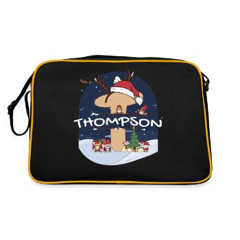 Toller Thompson-Name mit Weihnachtsmütze im Weihnachtsthema - Retro Tasche - Schwarz/Gold - Hinten