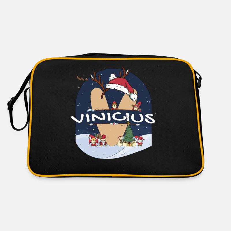 Nom génial de Vinicius w chapeau de père Noël dans le thème de Noël Sac Retro