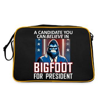 A Candidate You Can Believe In. Bigfoot For Presid - Retro Bag - black/gold - Back