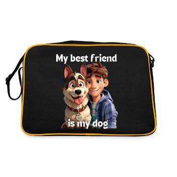 My best friend is my dog - Junge 2 - Retro Tasche - Schwarz/Gold - Hinten