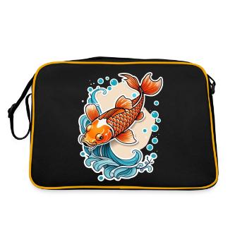 carpe koi - poisson japon - Sac Retro - noir/or - Dos