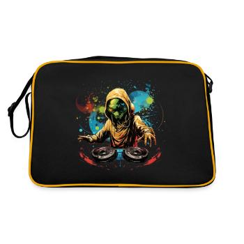 DJ Alien, Space Alien, DJ, Alien, Cartoon, Space, - Retro Bag - black/gold - Back