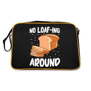 Brot backen Bäcker Bäckerei Brot machen - Retro Tasche - Schwarz/Gold - Hinten