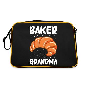 Brot backen Bäcker Bäckerei Brot machen - Retro Tasche - Schwarz/Gold - Hinten