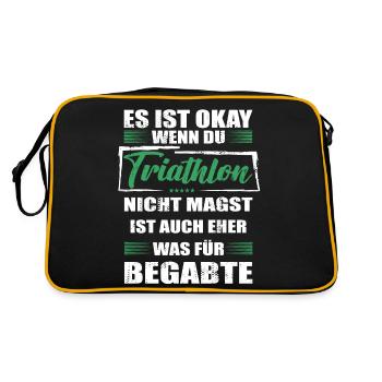 Triathlon Lustiger Spruch für Mann & Frau - Retro Tasche - Schwarz/Gold - Hinten