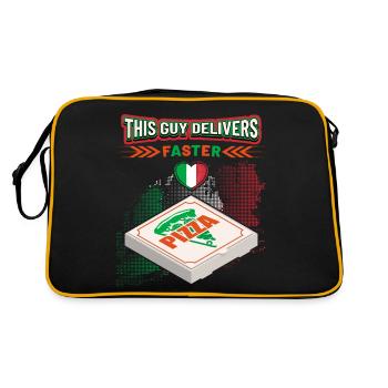 Dicton de pizza drôle pour le fournisseur de pizza - Sac Retro - noir/or - Dos