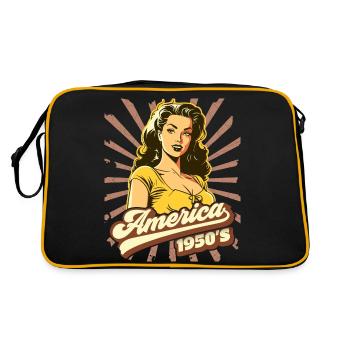 America USA 1950s, Pinup, Rock'n'Roll - Retro Bag - black/gold - Back