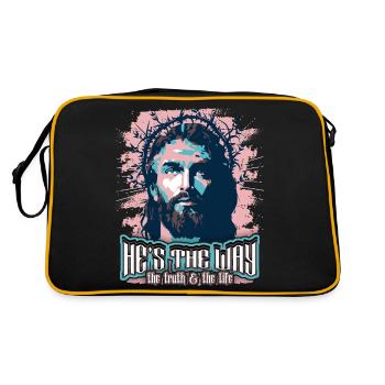 Jesus Christ with Crown of Thorns Christian Saying - Retro Bag - black/gold - Back