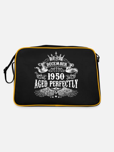 Dezember 1950 Jahrestag 1950 Dezember - Retro Tasche - Schwarz/Gold - Hinten