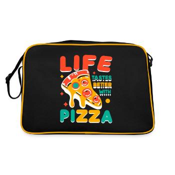 Life Tastes Better with Pizza - Retro Bag - black/gold - Back