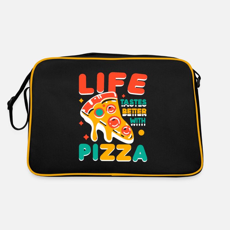 Mit Pizza schmeckt das Leben besser Retro Tasche