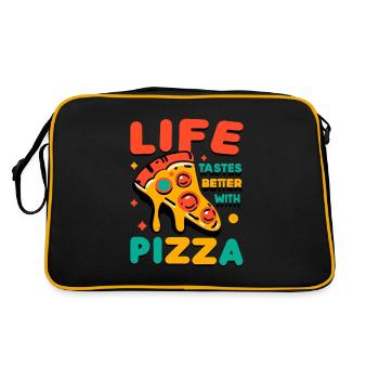 Life Tastes Better with Pizza - Retro Bag - black/gold - Back
