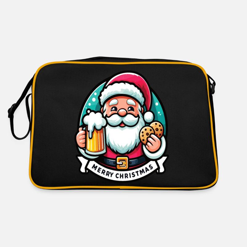 Weihnachtsmann mit Bier und Keksen Retro Tasche