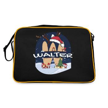 Impressionnant Walter nom w chapeau de père Noël dans le thème de Noël - Sac Retro - noir/or - Dos