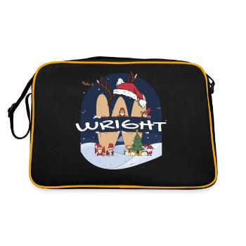 Awesome Wright Name w Santa Hat in Xmas Theme - Retro Bag - black/gold - Back