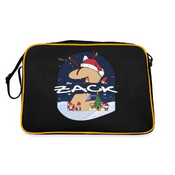 Awesome Zack Name w Santa Hat in Xmas Theme - Retro Bag - black/gold - Back