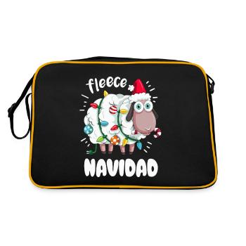 Funny Sheep Wishes Feliz Navidad Pun - Retro Bag - black/gold - Back