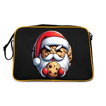 Weihnachtsmann als Keks - Retro Tasche - Schwarz/Gold - Hinten