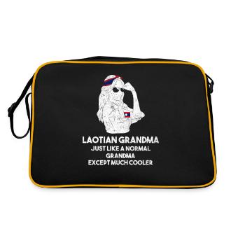 Laos Laote Laoten Oma Lao I Geschenk - Retro Tasche - Schwarz/Gold - Hinten