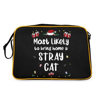Am ehesten wird man Weihnachten mit einer streunenden Katze nach Hause bringen - Retro Tasche - Schwarz/Gold - Hinten