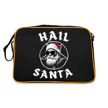 Heil Weihnachtsmann Lustige Alternative Gothic Weihnachten Design - Retro Tasche - Schwarz/Gold - Hinten