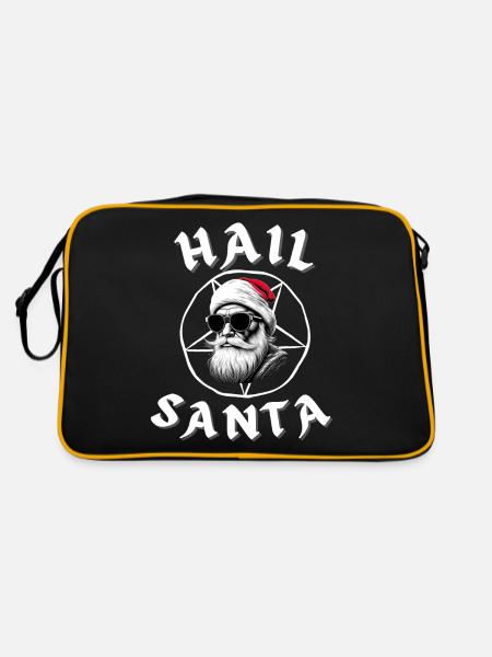 Hail Santa Funny Alternative Goth Christmas Design - Retro Bag - black/gold - Back
