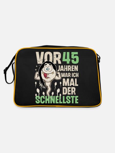 45. Geburtstag 45 Jahre War Ich Mal Der Schnellste - Retro Tasche - Schwarz/Gold - Hinten