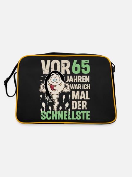 65. Geburtstag 65 Jahre War Ich Mal Der Schnellste - Retro Tasche - Schwarz/Gold - Hinten