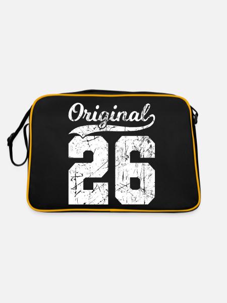 26 Original 98 Jahren Mann Frau Geburtstag - Retro Tasche - Schwarz/Gold - Hinten