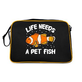 Aquaristik Fischzucht Aquarianer - Retro Tasche - Schwarz/Gold - Hinten