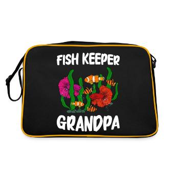 Aquaristik Fischzucht Aquarianer - Retro Tasche - Schwarz/Gold - Hinten