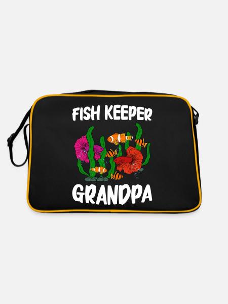 Aquaristik Fischzucht Aquarianer - Retro Tasche - Schwarz/Gold - Hinten