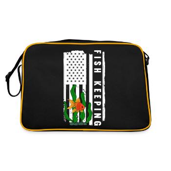 Aquaristik Fischzucht Aquarianer - Retro Tasche - Schwarz/Gold - Hinten