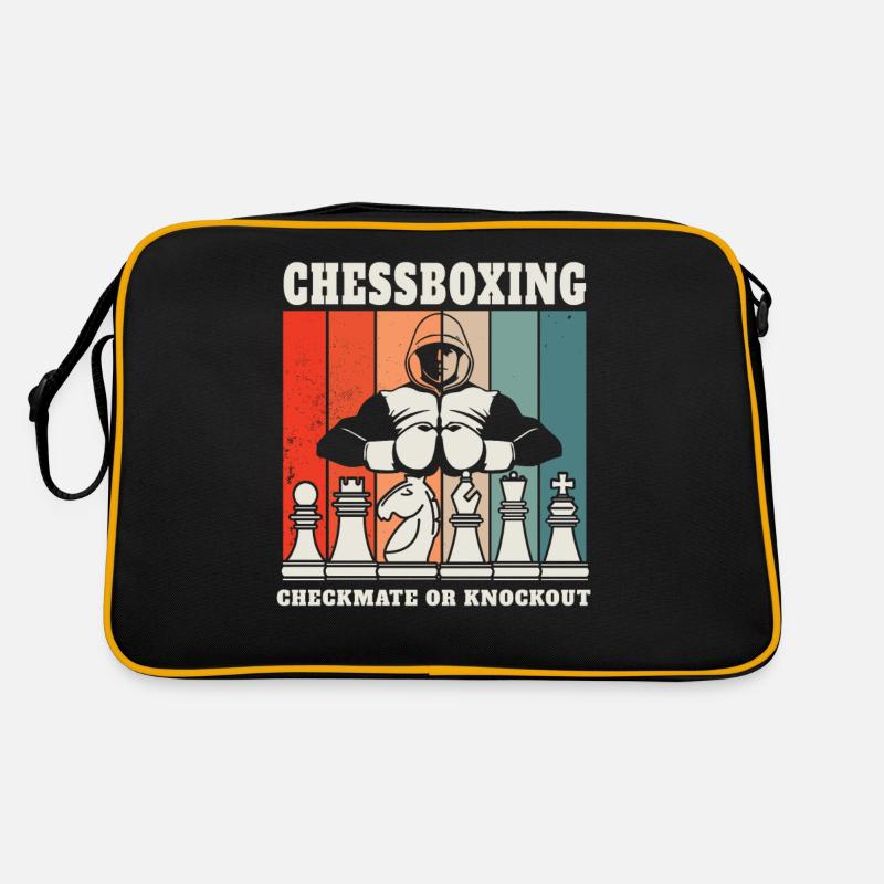Schachboxen - Schachmatt Oder Knockout Schachboxen - Retro Tasche - Schwarz/Gold