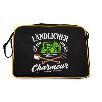 Nachwuchs Landwirt Ländlicher Charmeur Bauern - Retro Tasche - Schwarz/Gold - Hinten